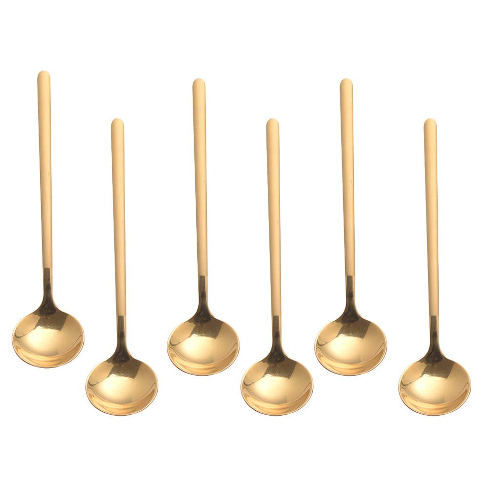 Sweejar gold coffee spoons 6pc set with durable 18/8 stainless steel.