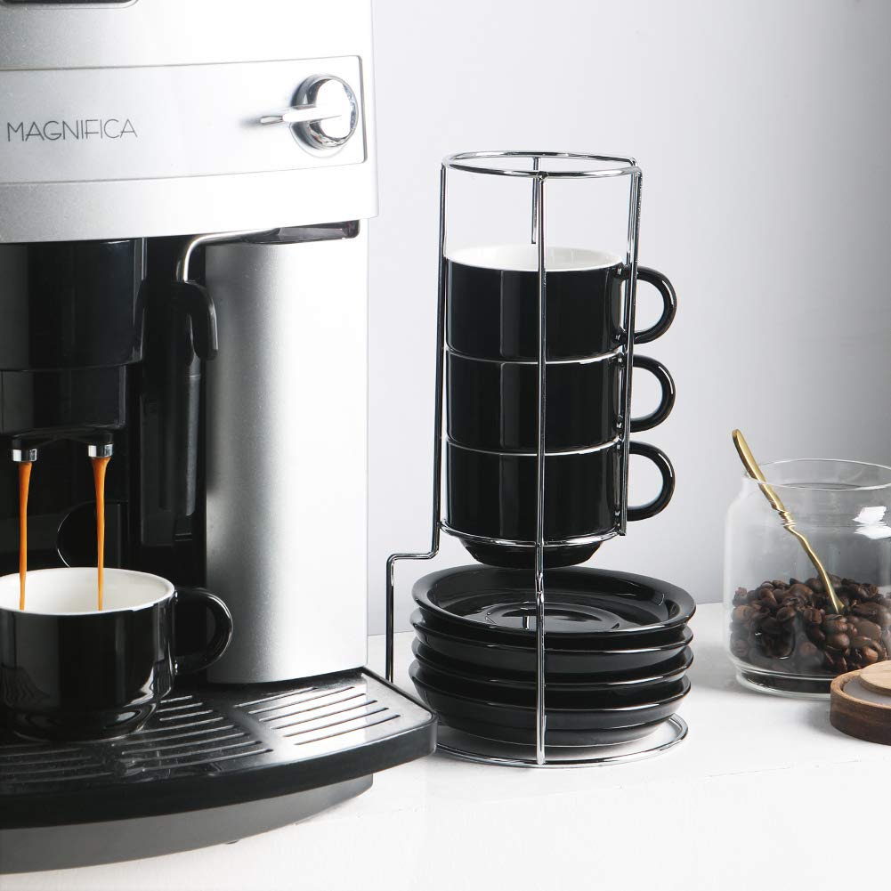 Sweejar ceramic cups on metal stand stay organized and stylish.