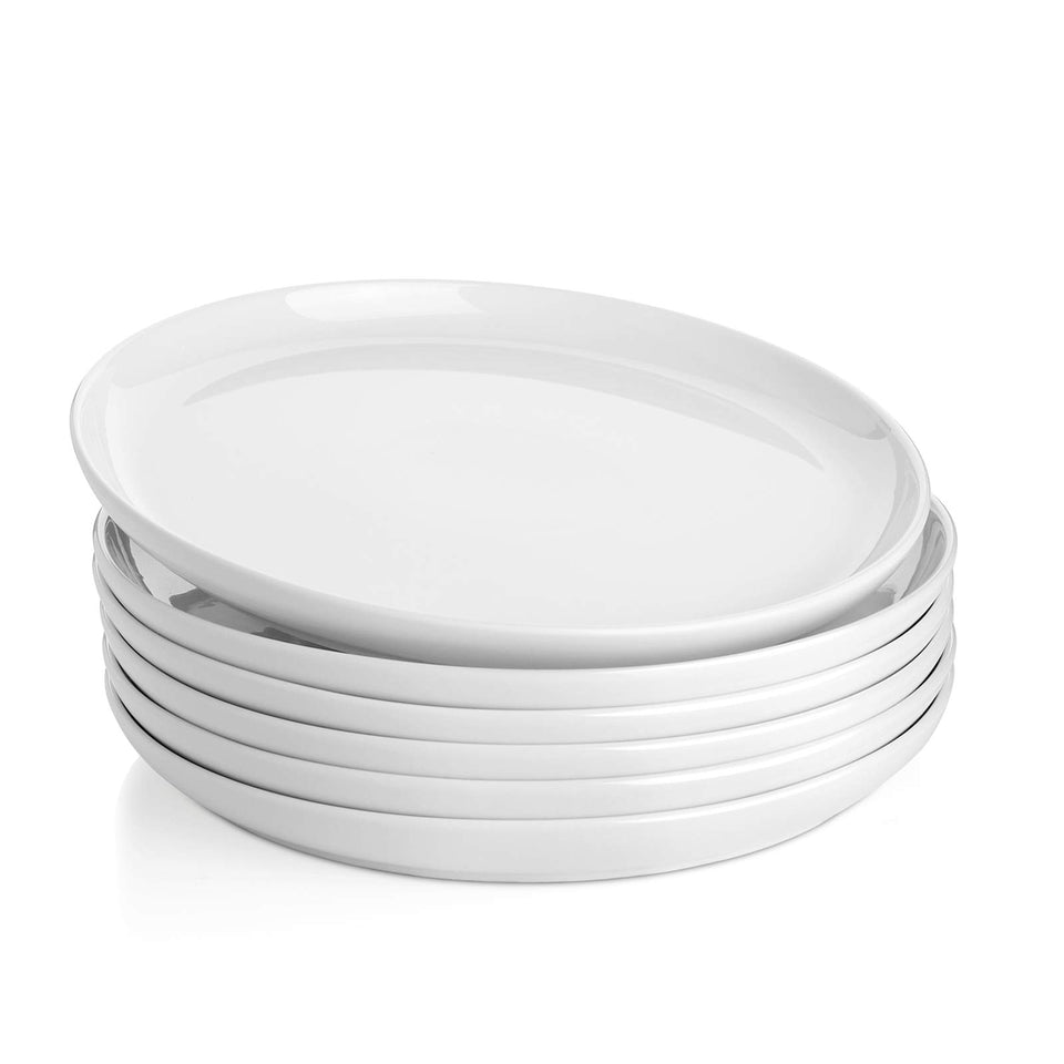 Sweese 10-inch porcelain dinner plate in white, top view for everyday use