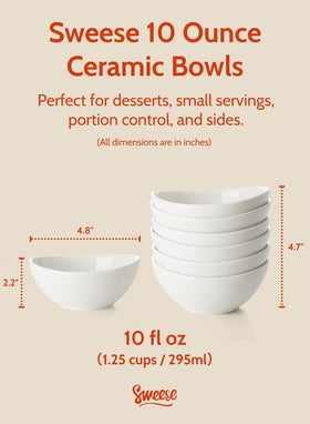 Sweese 10 oz porcelain ice-cream-portion bowls for single servings