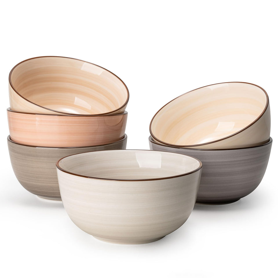 Sweese 20 oz porcelain cereal bowls in multicolor, ideal for everyday meals and colorful tables.