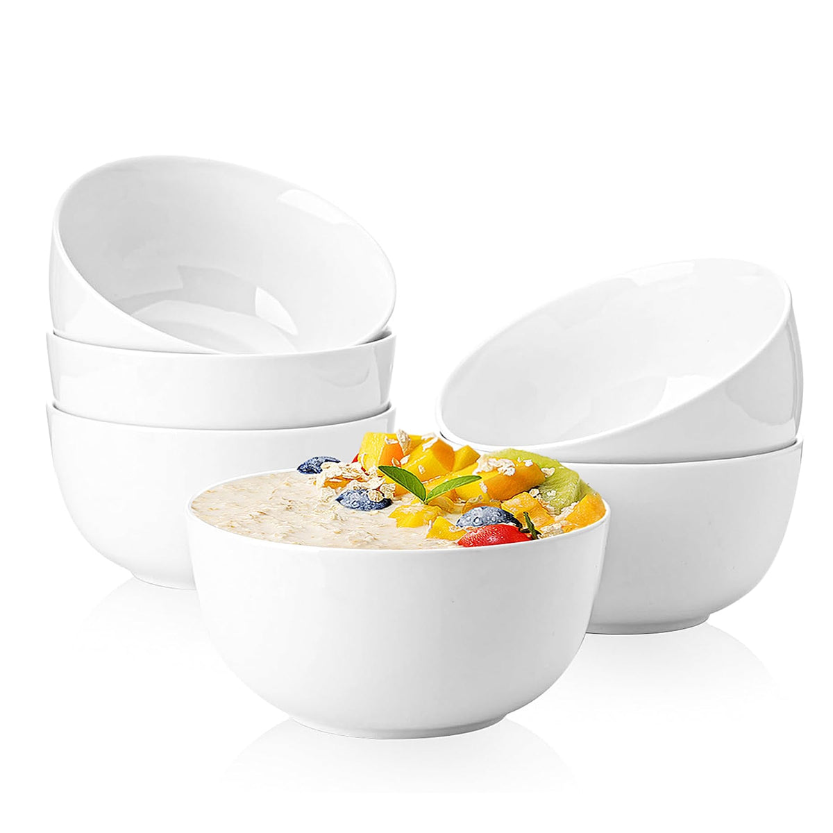 Sweese 20 oz porcelain bowls set of 6 with hand-painted details, ideal for everyday dining.