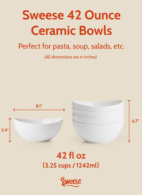 Sweese 42oz bowls curved-design enhances table presentation