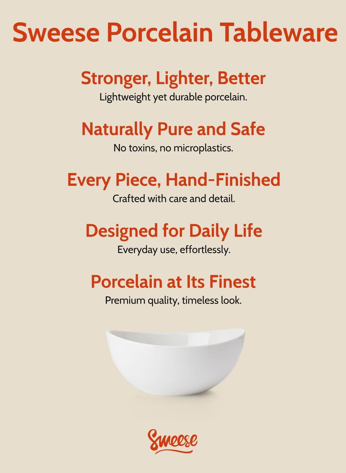 Sweese 42oz bowls sanded base resist scratches when stacked