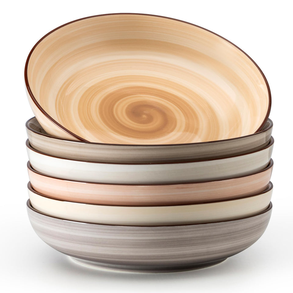 Sweese 6-pack ceramic pasta bowls in a colorful set for vibrant family meals