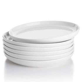 Sweese 7.4-inch porcelain dessert plates, stackable for space-saving storage and stylish table setups.