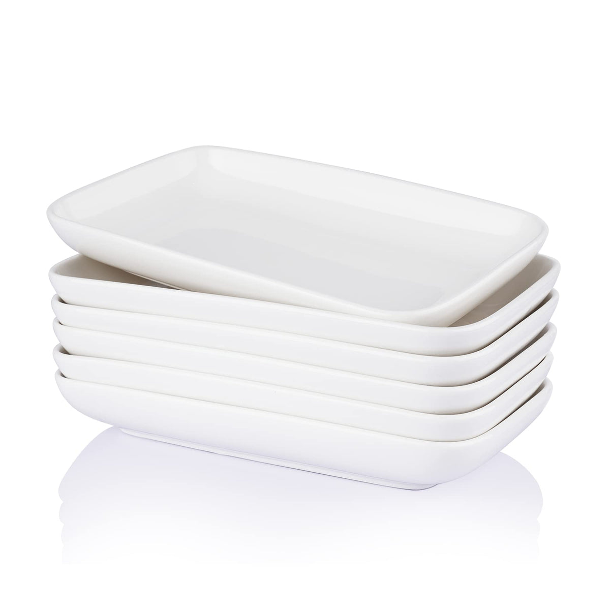 Sweese 8-inch rectangular plate front view, stackable and versatile.