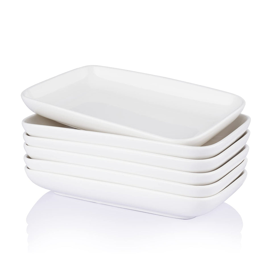 Sweese 8-inch rectangular plate front view, stackable and versatile.