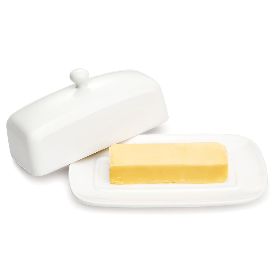 Sweese butter dish with lid on counter, elegant and dust-protecting.
