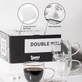 Sweese clear mug set of four; versatile for coffee, tea, desserts.