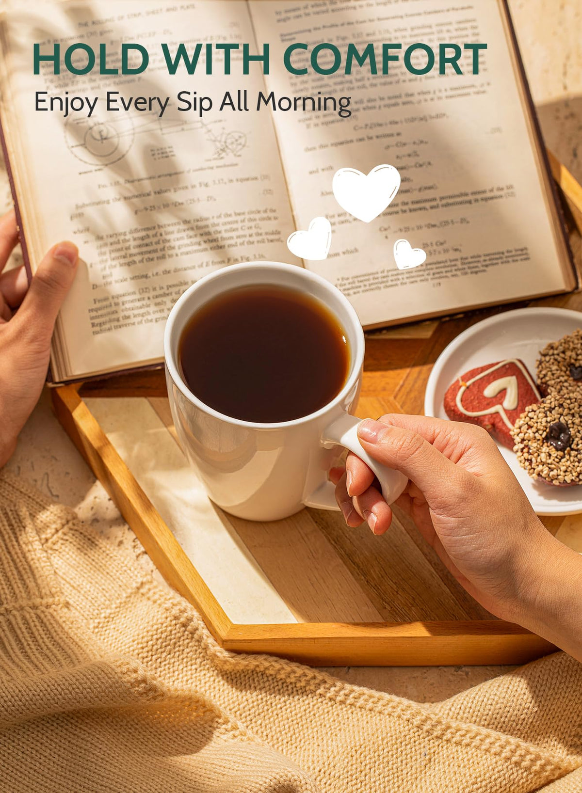 Sweese 16oz mug with ergonomic handle for comfortable grip during hot beverages.
