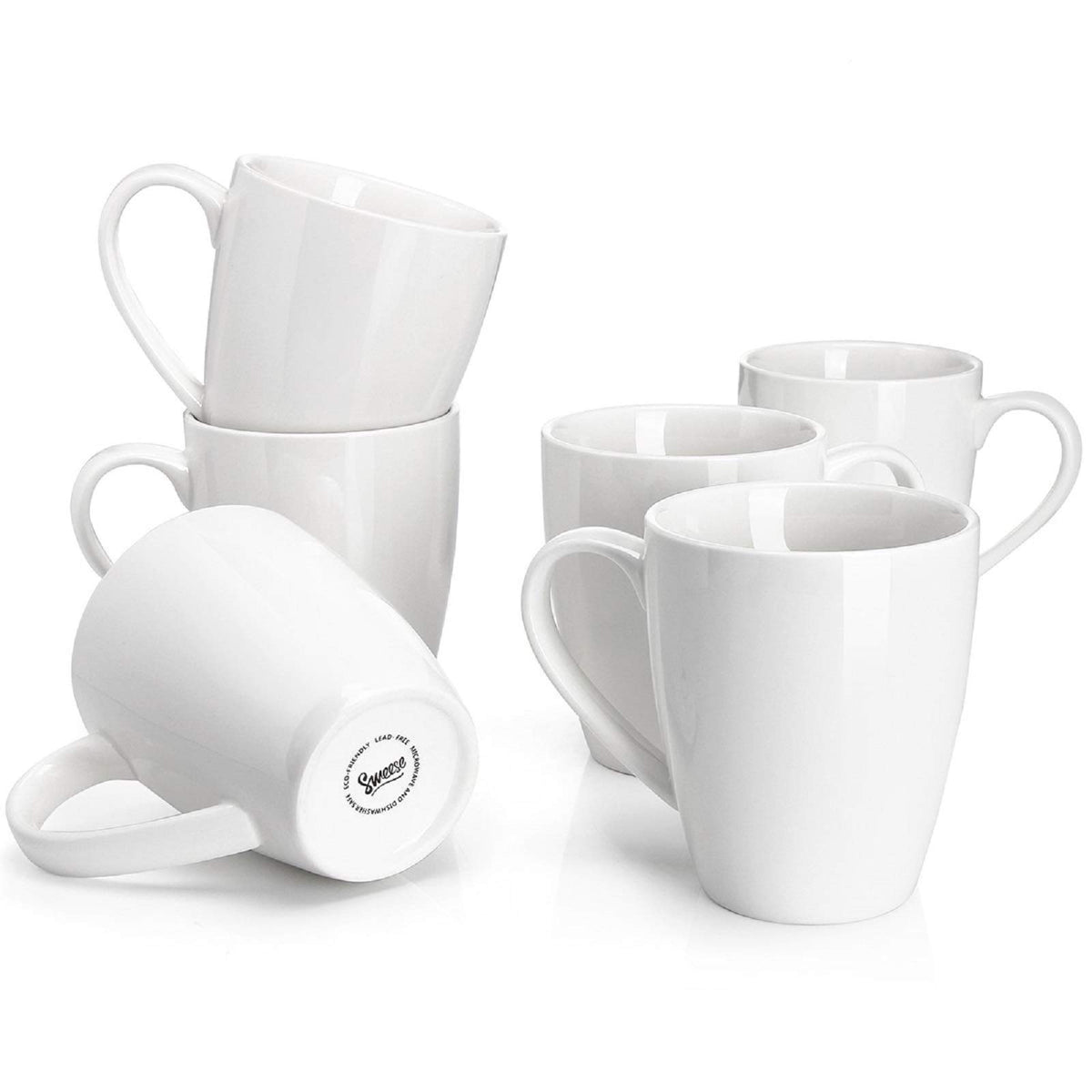 Sweese porcelain coffee mug 16oz set6 in white, durable and stylish for daily use.