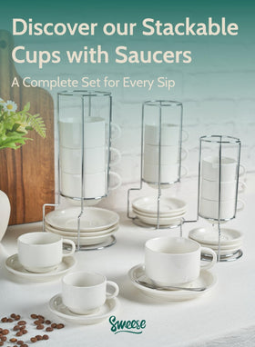 Sweese compact coffee corner with stacking stand and cups