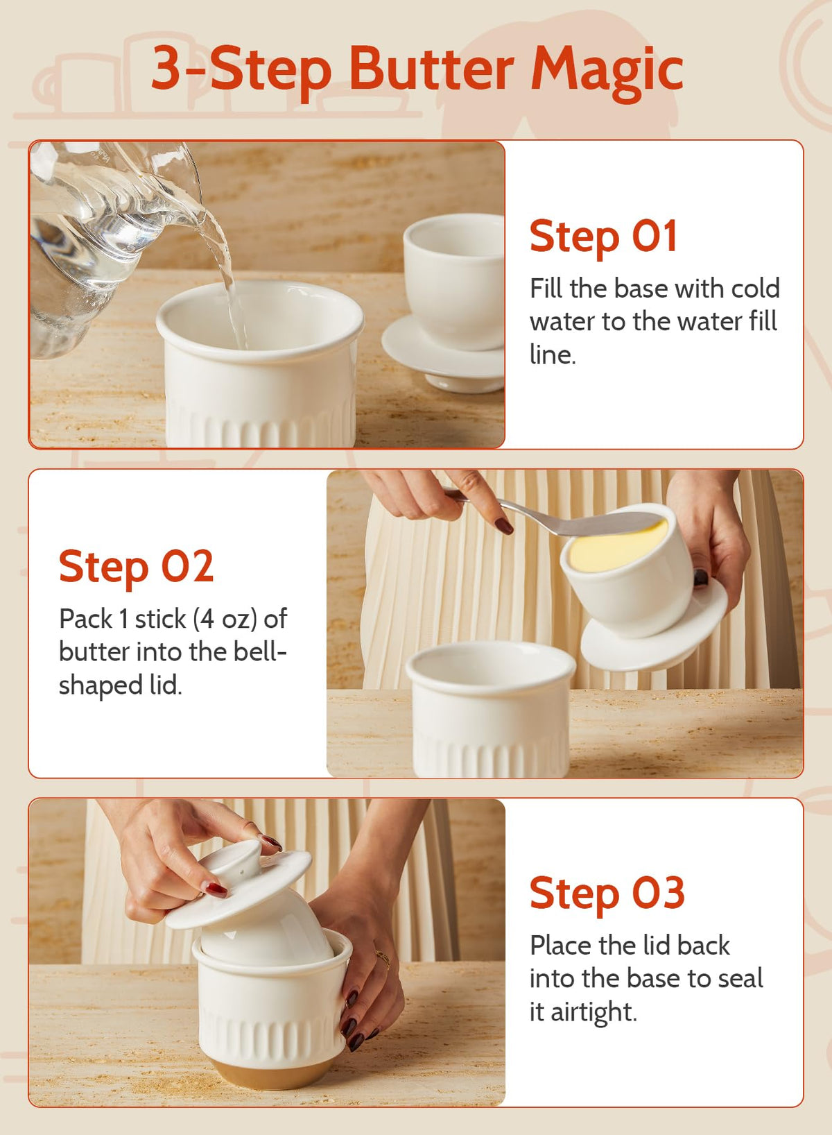 Sweese butter crock dishwasher-safe and microwave-safe for easy cleanup
