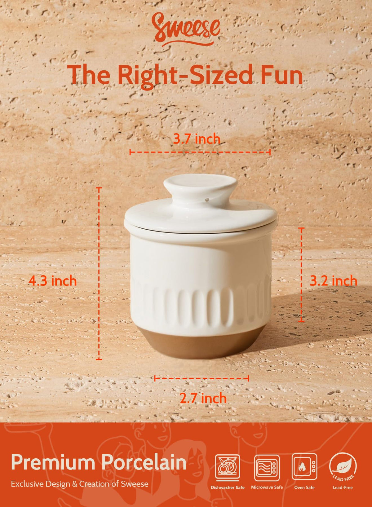 Sweese butter crock on countertop with soft butter ready