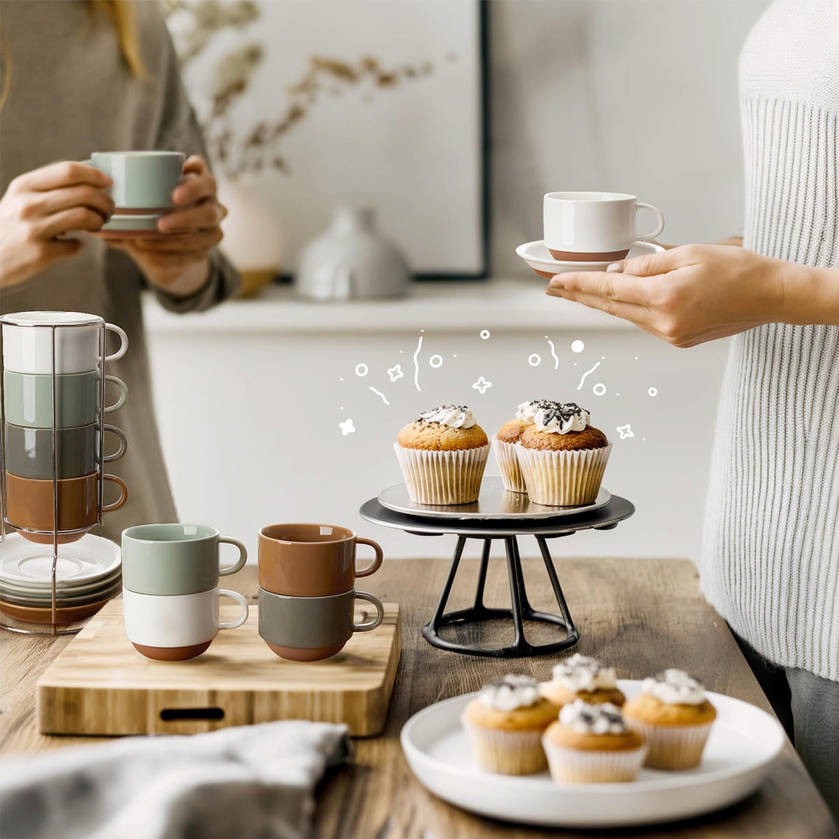 Thick porcelain walls aid heat retention for hot espresso moments.