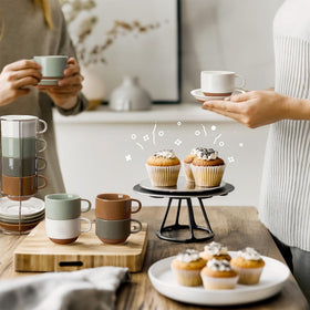 Thick porcelain walls aid heat retention for hot espresso moments.