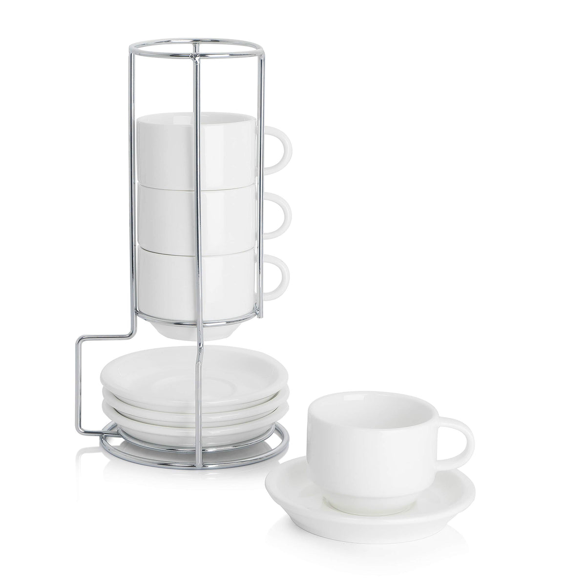 Sweese espresso cups with white saucers for organized home coffee corners
