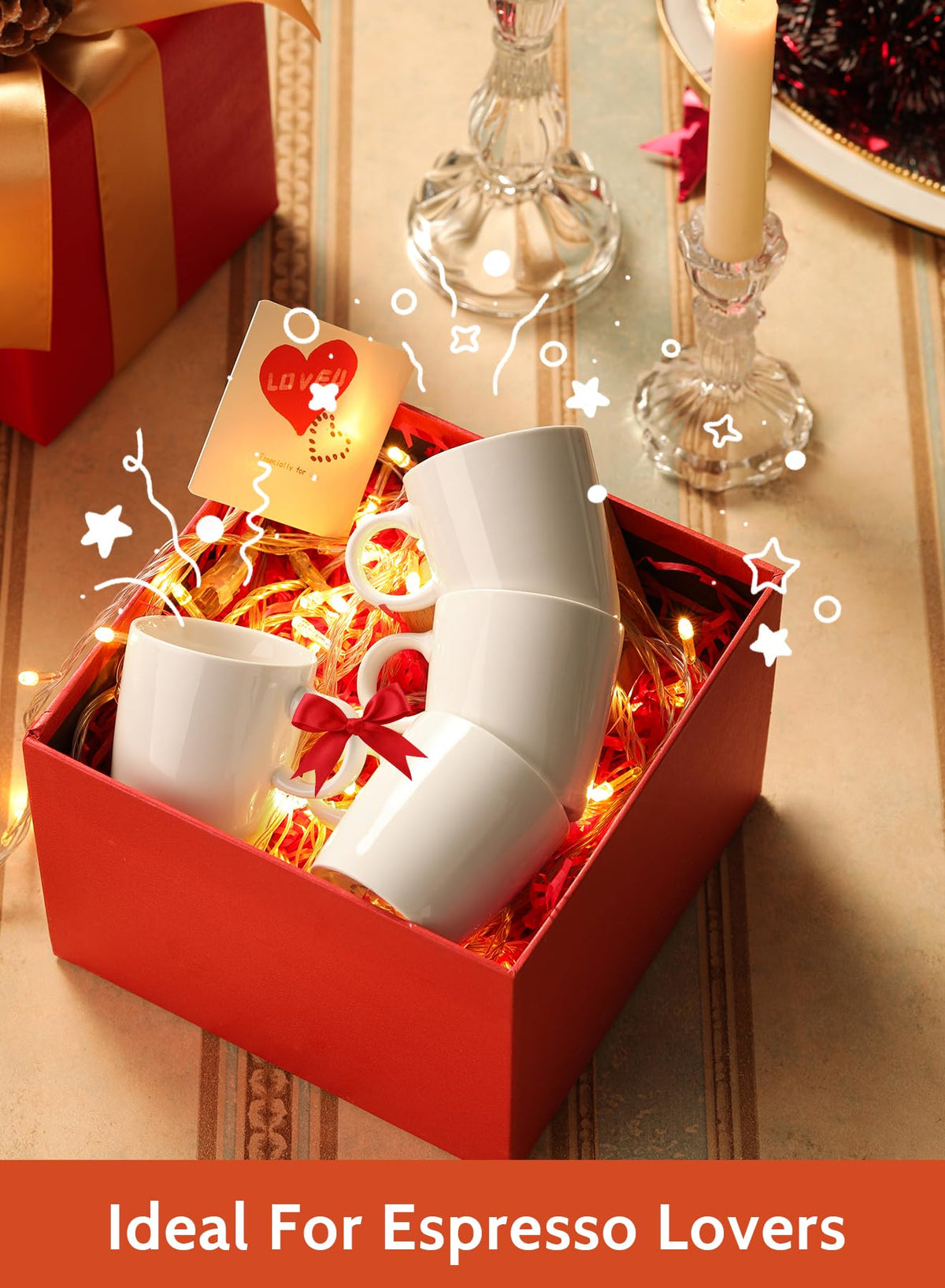 Sweese espresso cups with white gloss finish for modern table styling.