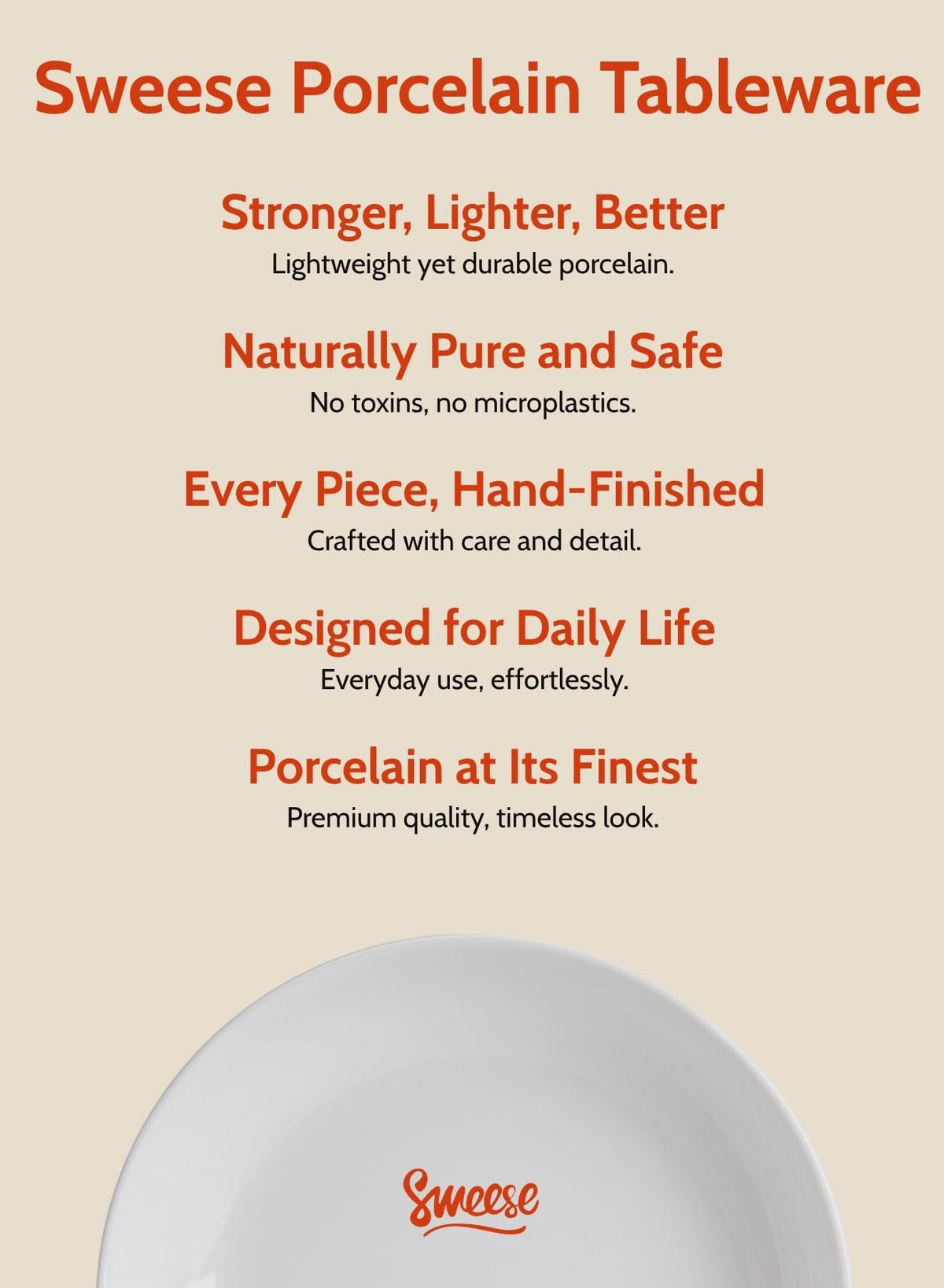 Durable, lead-free Sweese porcelain designed for daily family meals