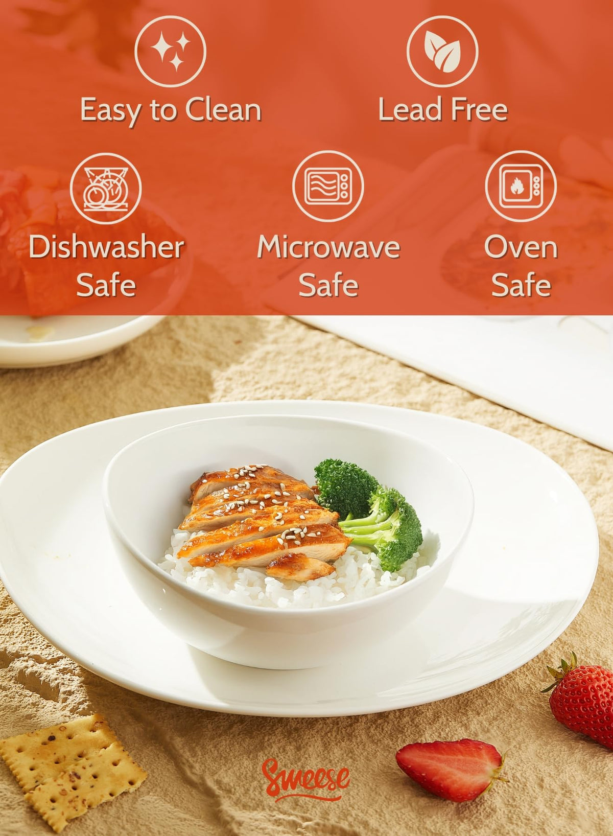 Sweese 18-oz bowls microwave-safe for quick reheating of leftovers.