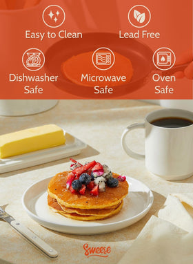 Sweese no-spill edge dessert plate with a lip to keep sauces contained.