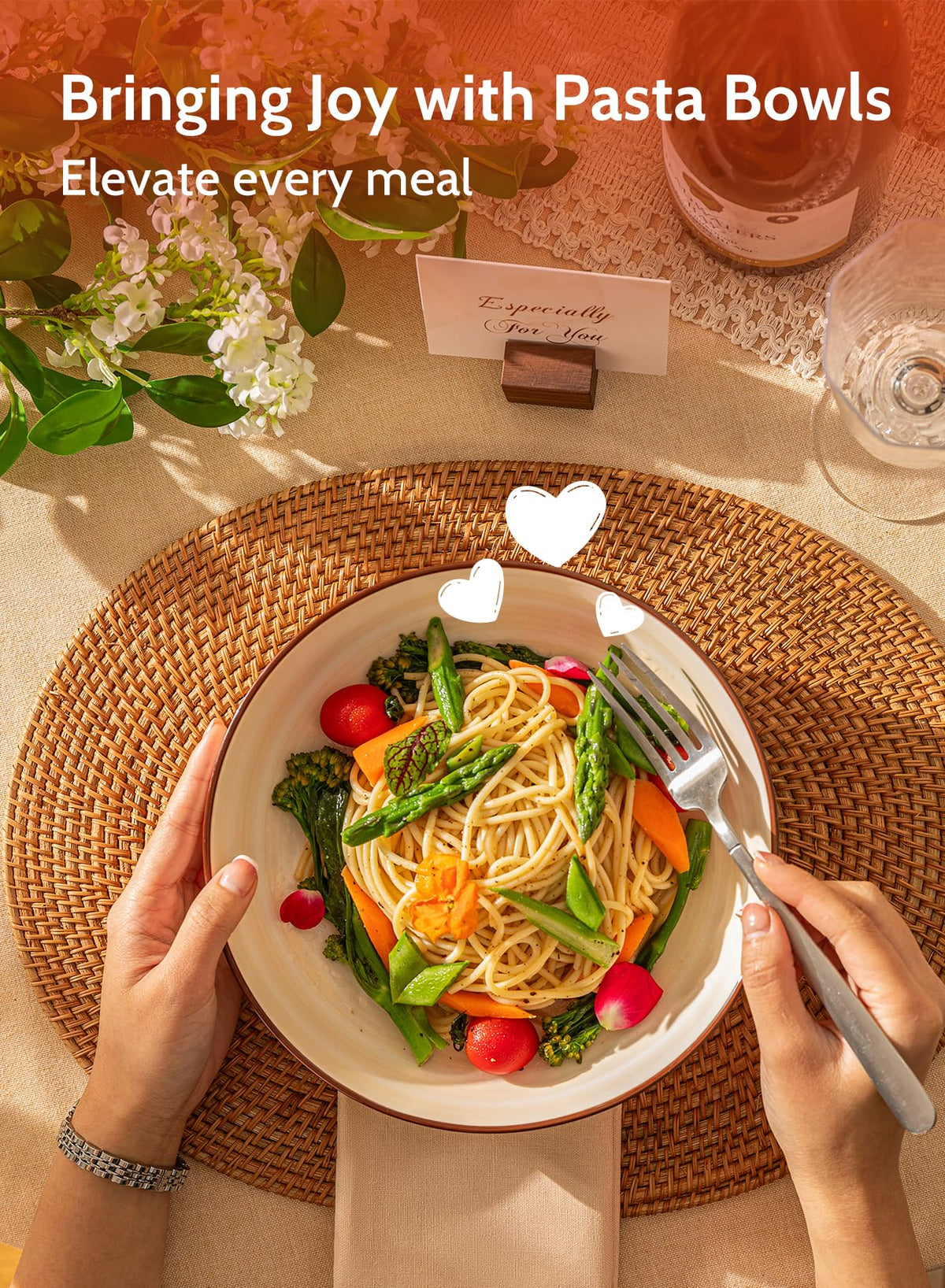 Sweese bowls with wide shallow design and raised rims for easy dressing mixing