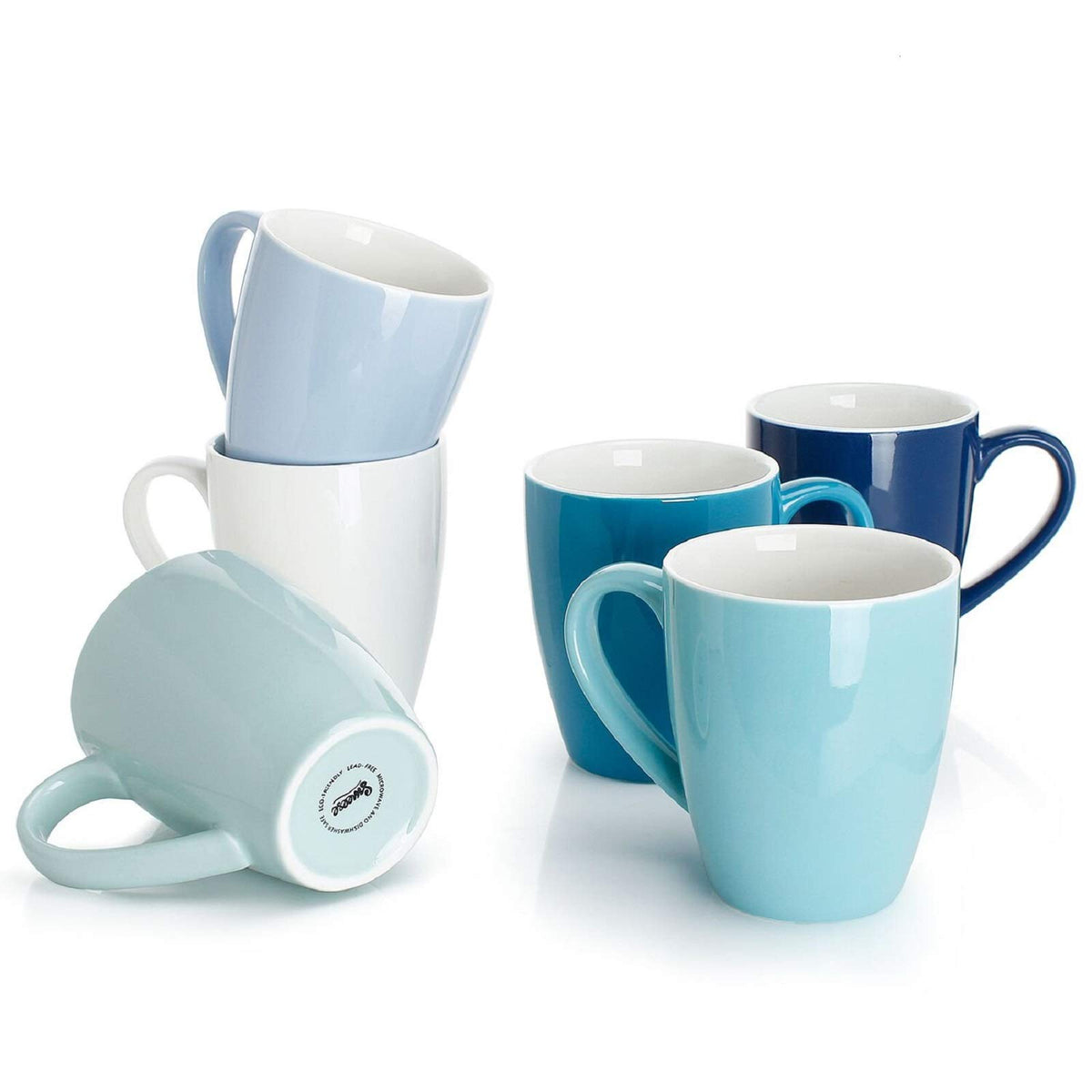 Sweese 16 oz porcelain coffee mug, multicolor blue, front view for everyday coffee enjoyment.