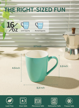 Sweese 16 oz porcelain mug, multicolor blue, inside view showing smooth glaze for easy cleaning.