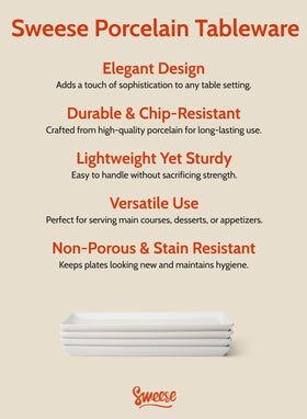 Sweese rectangular porcelain platter stack, easy storage and organization