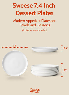 Sweese round white dessert plates showcasing a classic round design for everyday treats.
