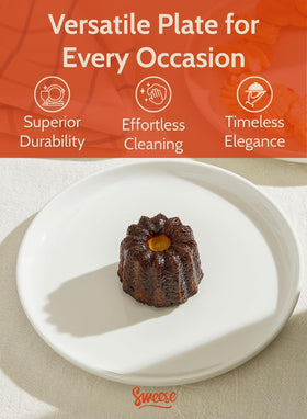 Sweese stackable porcelain plates easy to store between meals.