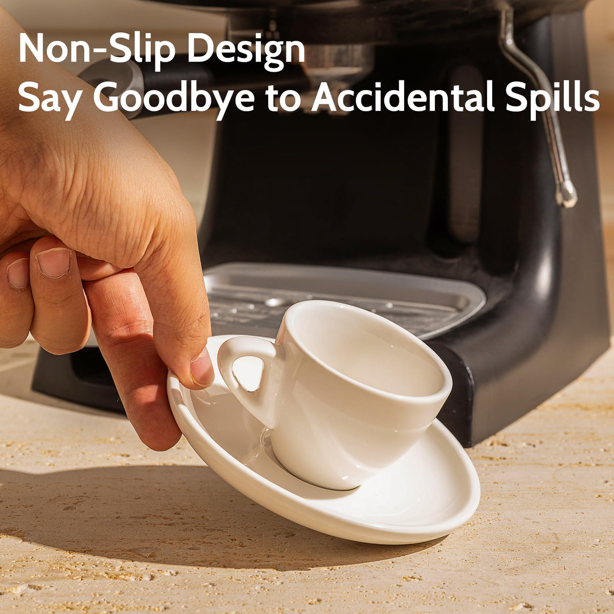 Sweese espresso cups with saucers in use for daily tea or coffee moments.