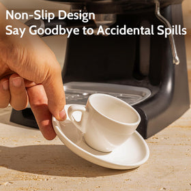 Sweese espresso cups with saucers in use for daily tea or coffee moments.
