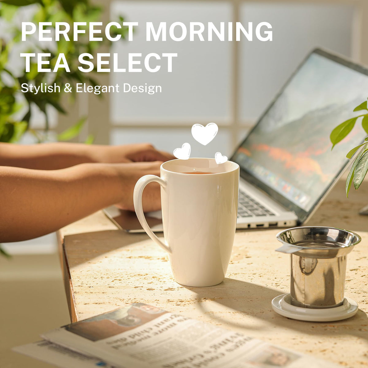 Sweese microwave-safe mug allows quick reheats and convenient tea moments
