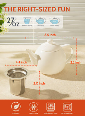 Sweese teapot lid with silicone gasket for a tight seal during pouring