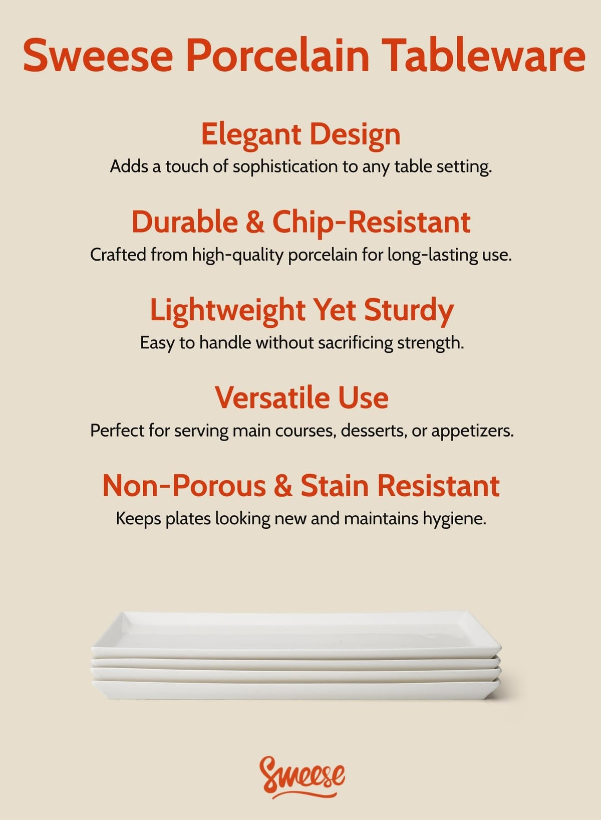 Sweese White Serving Platter food-ready surface ideal for servings.