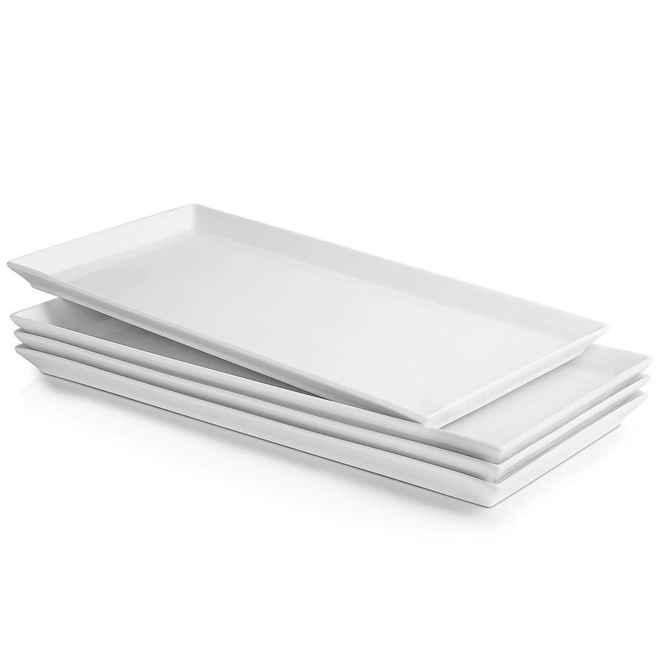 Sweese White Serving Platter top view ideal for appetizers at parties.