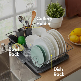 Sweet Home Collection compact kitchen organization in gray blends with any decor.