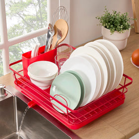 Sweet Home Collection countertop dish drying rack 3-piece set keeps dishes organized and air-dried.