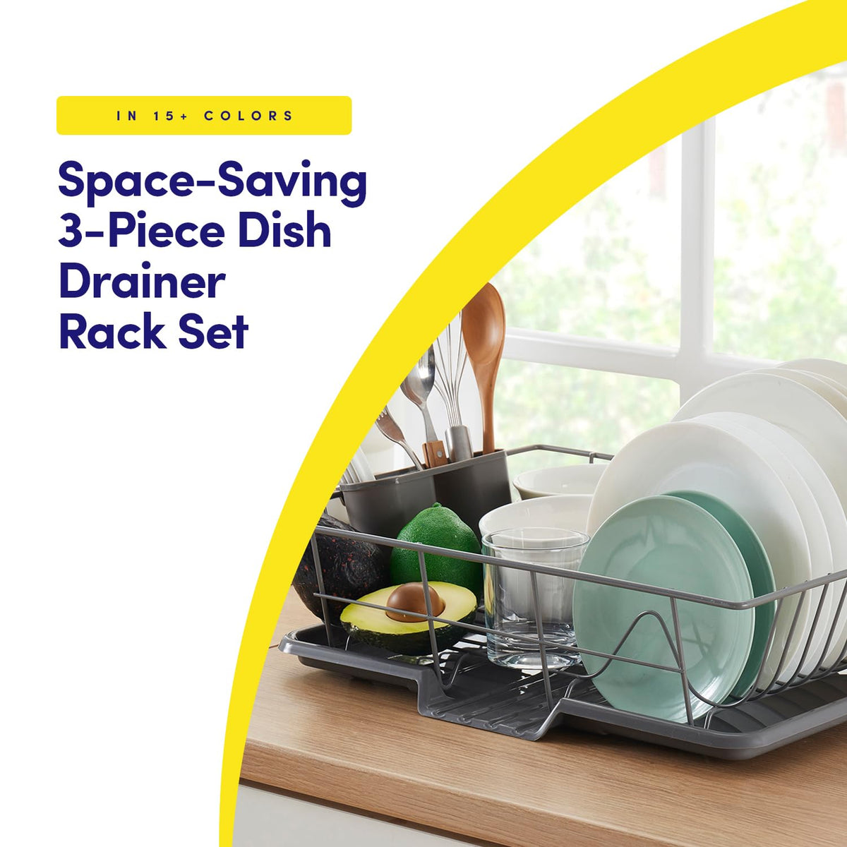 Sweet Home Collection cutlery holder in gray keeps spoons and forks within easy reach.