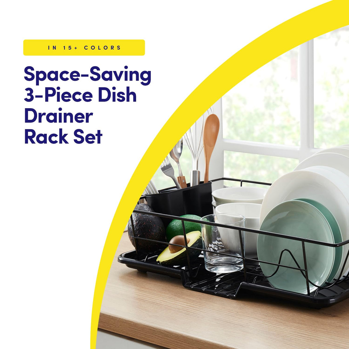 Sweet Home Collection dish drainer set cutlery holder keeps utensils organized and accessible.