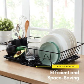 Sweet Home Collection dish drainer set drip tray catches water to protect counters.
