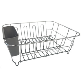 Sweet Home Collection dish drying rack in sink promotes compact, space-saving organization.