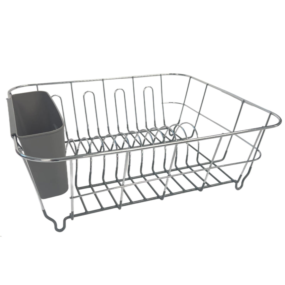 Sweet Home Collection dish drying rack in sink promotes compact, space-saving organization.