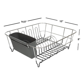 Sweet Home Collection dish rack with removable utensil holder keeps cutlery neatly organized.