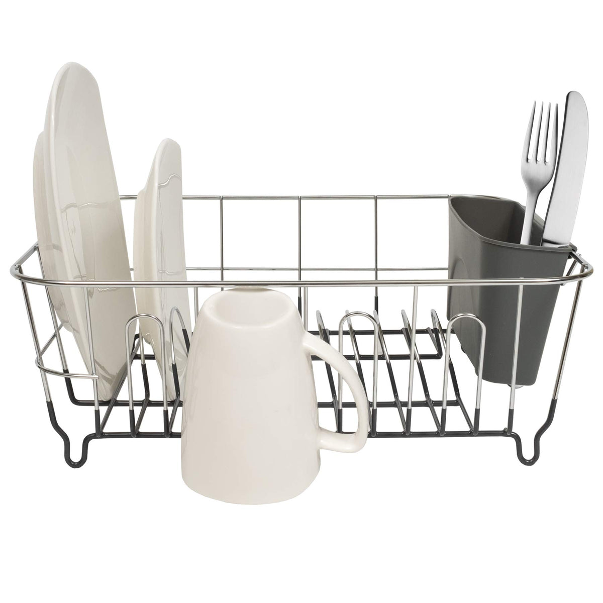 Sweet Home Collection dish drying rack with rubberized undercoating protects sink surfaces.