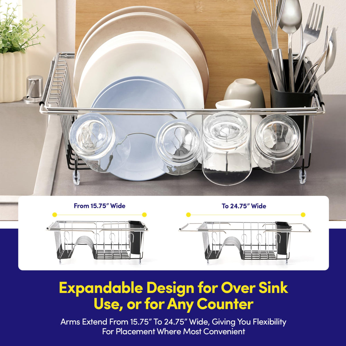 Sweet Home Collection utensil holder attached keeps forks, spoons, and tools organized.