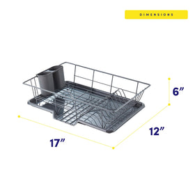 Sweet Home Collection dish-drying setup in gray saves counter space without clutter.