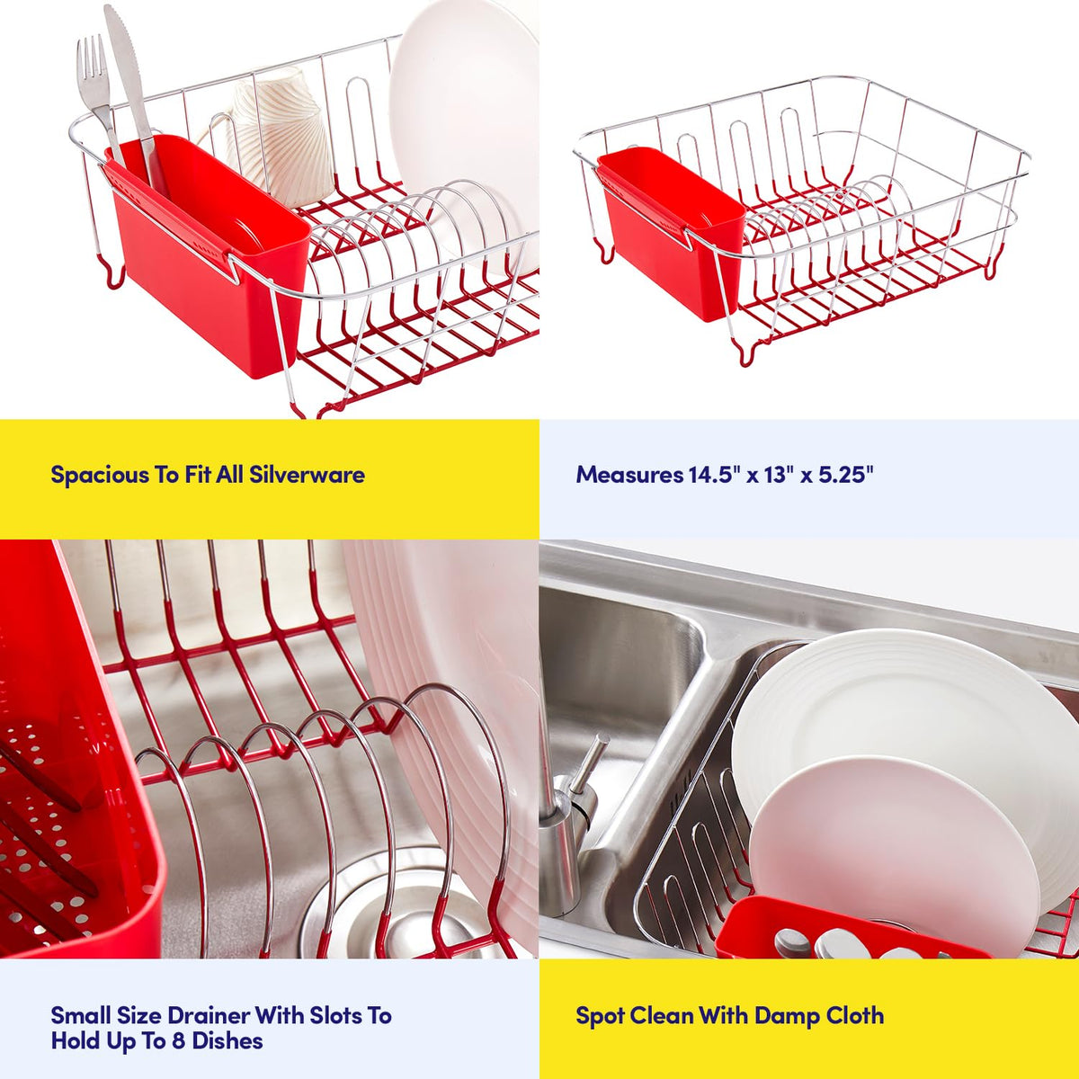Sweet Home Collection easy-clean rack dries dishes quickly with a rinse-and-wipe design.